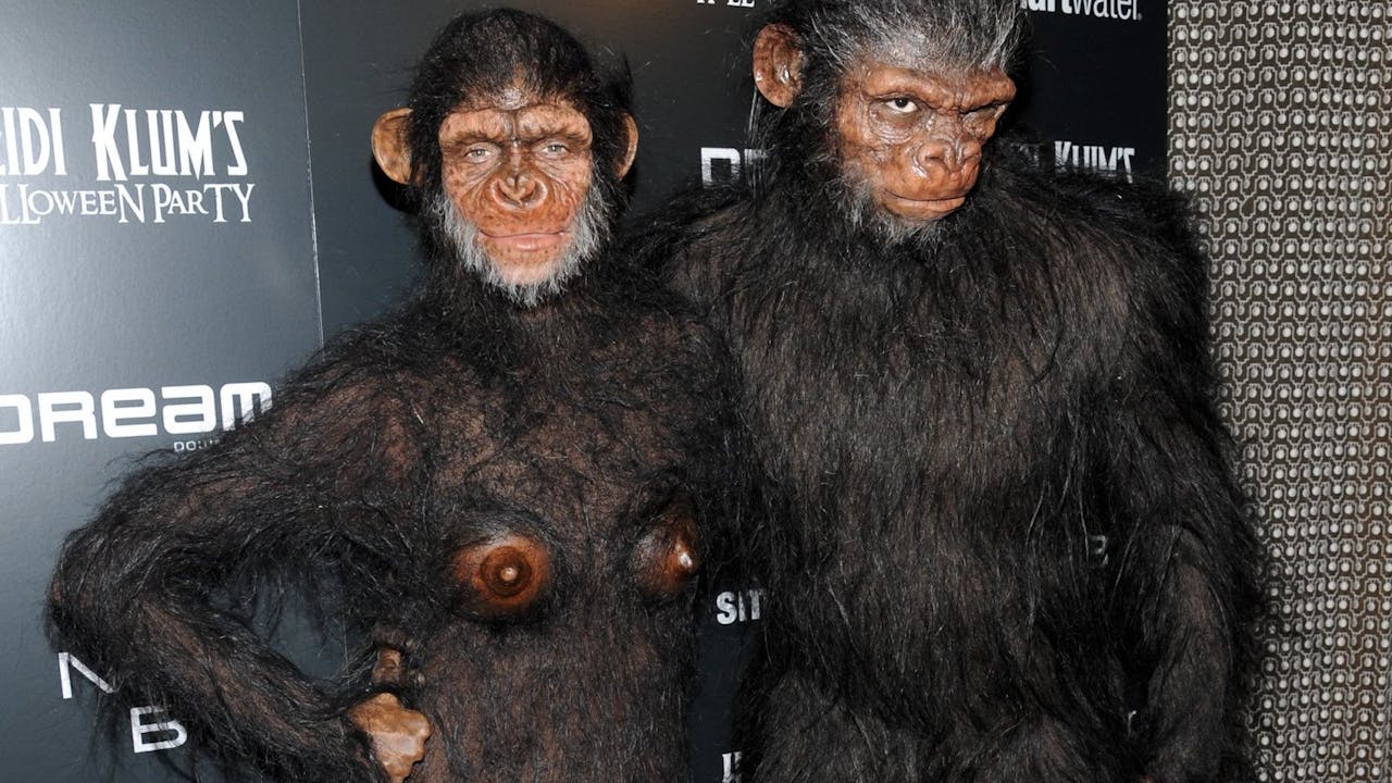 Heidi Klum con su ex-pareja, Seal, disfrazados de mono.