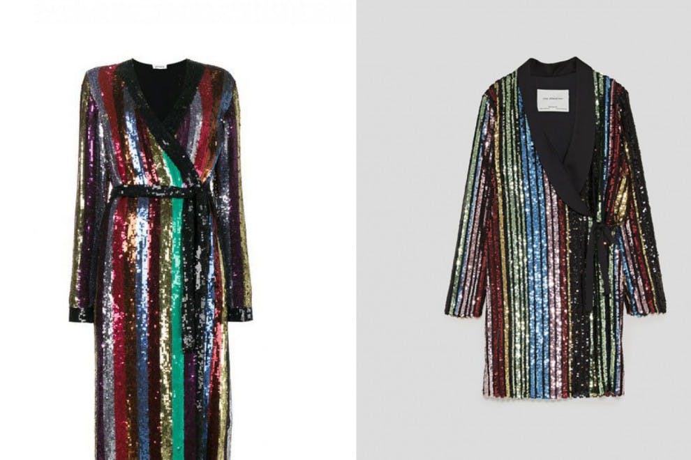 El vestido largo de lentejuelas de Attico vs. la versión de Zara