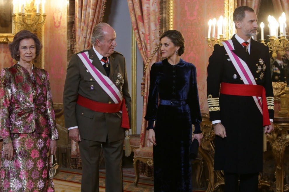 El rey Felipe y la reina Letizia junto a los reyes eméritos Juan Carlos y Sofía en la Pascua Militar