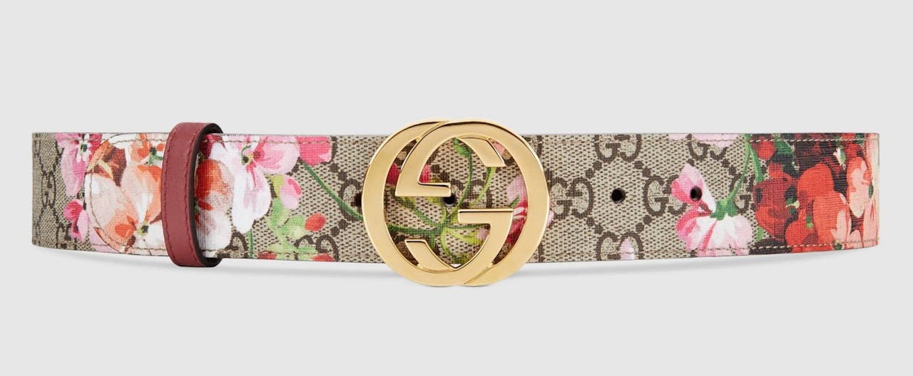 Cinturón GG de estampado floral de Gucci